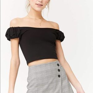 Puff sleeve off the shoulder crop Top